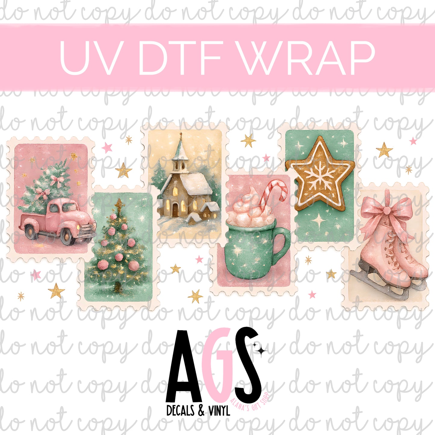 UV DTF WRAP 035 Holiday Pastel Patches