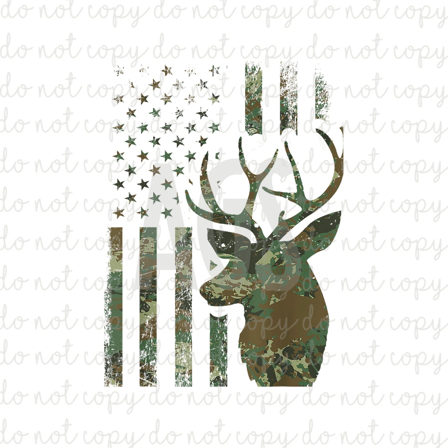 DECAL 048 Buck & Camo Flag
