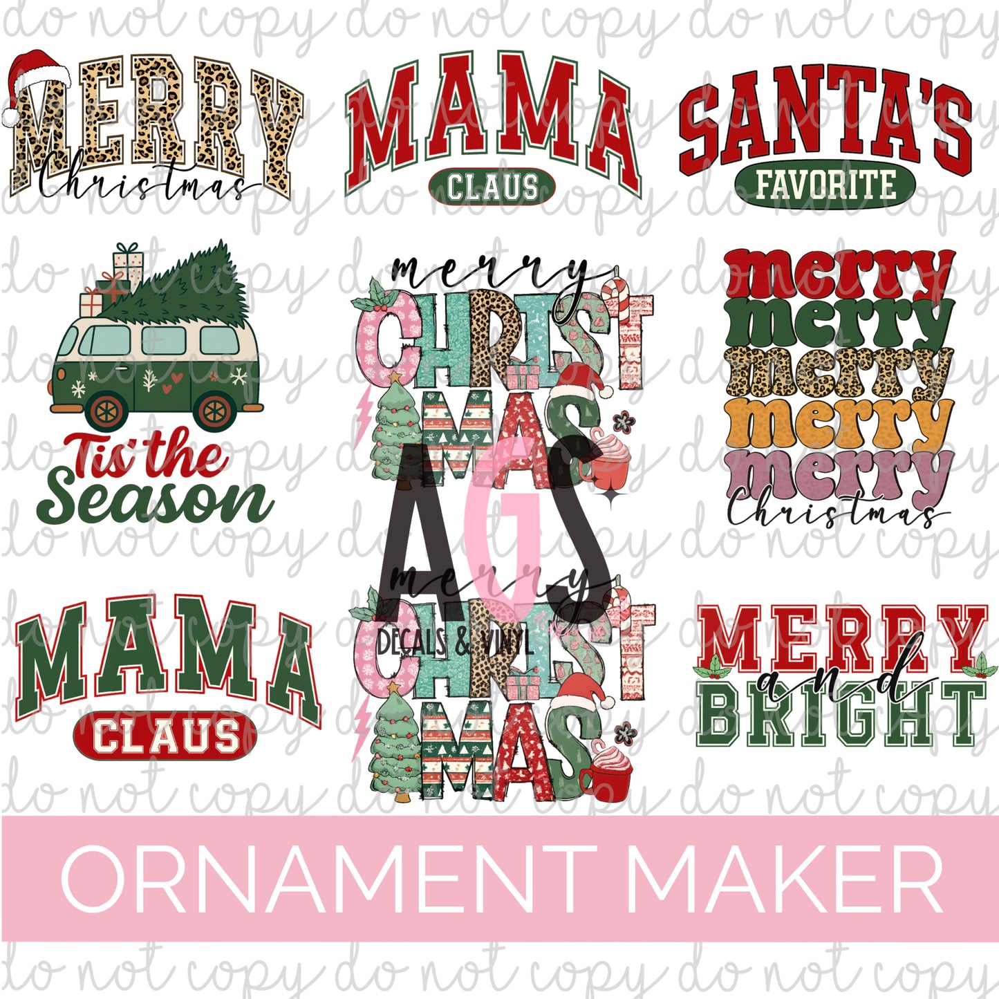Ornament Maker 8 UVDTF Bold Christmas