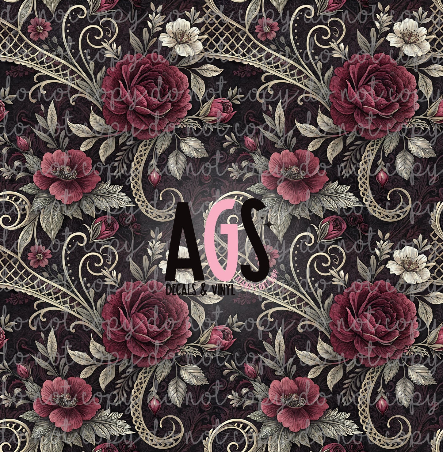 1969 Burgundy Flowers