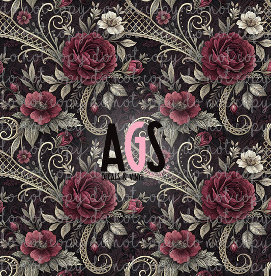 1969 Burgundy Flowers