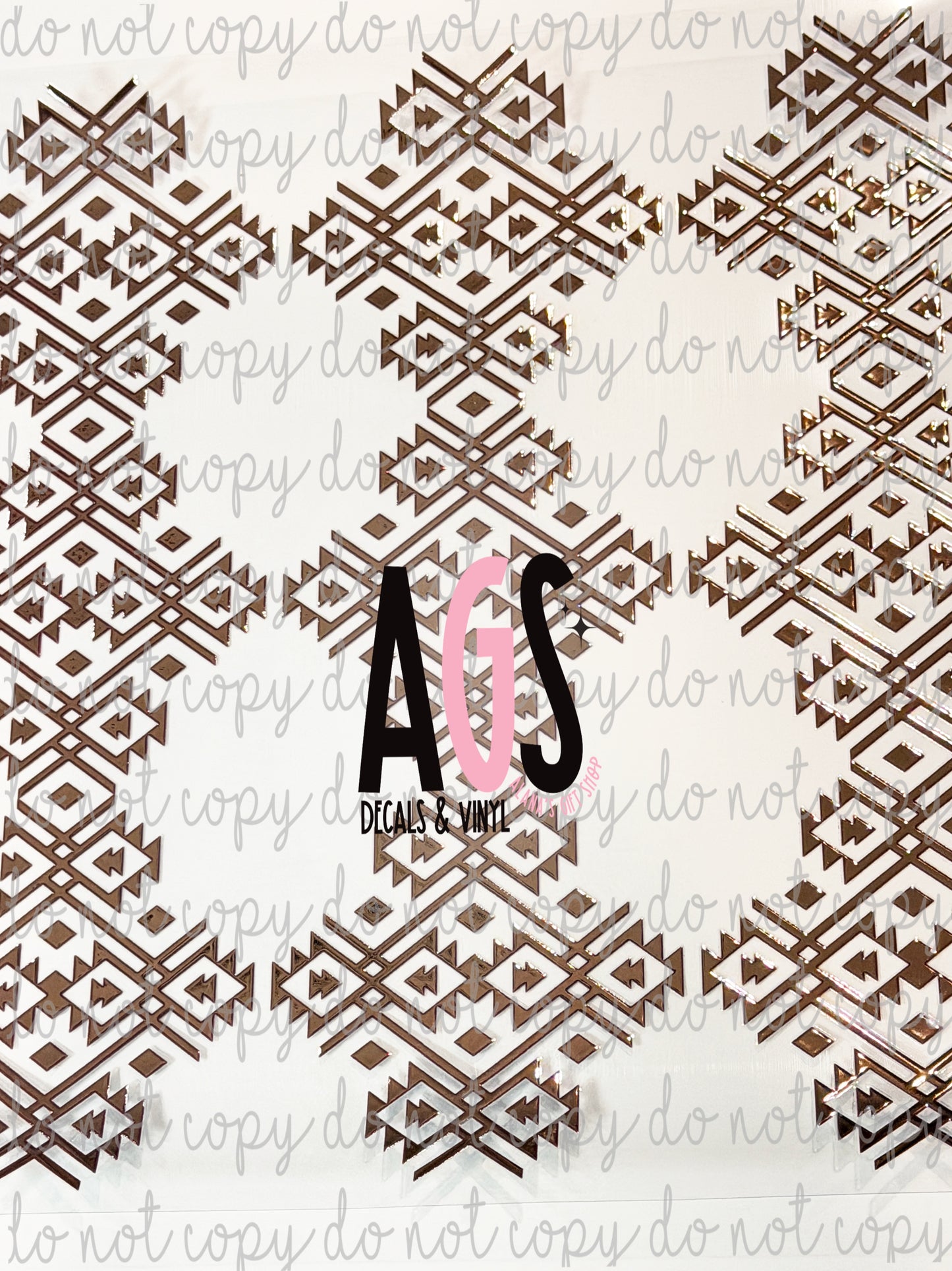 METALLIC UV DTF SHEET 039 Aztecs Diamonds - Rose Gold