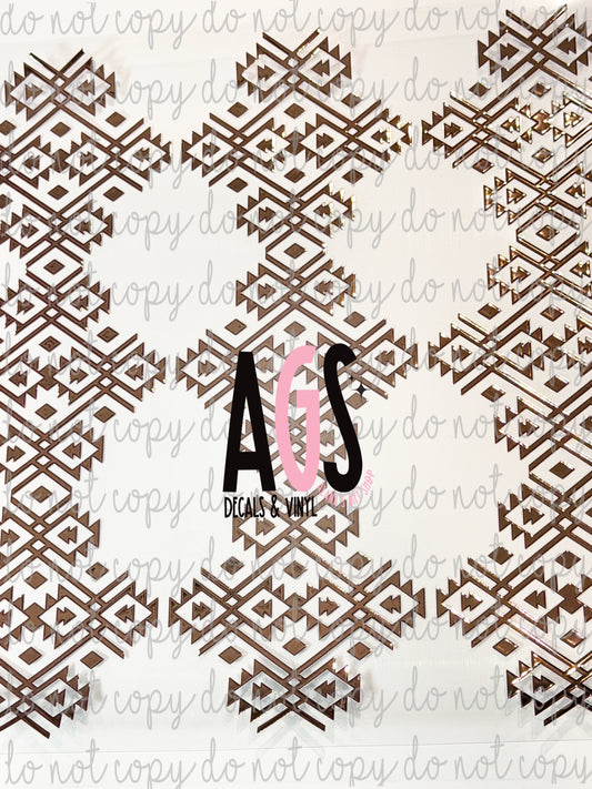 METALLIC UV DTF SHEET 039 Aztecs Diamonds - Rose Gold