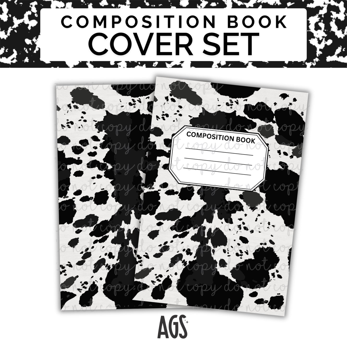 COMPOSITION NOTEBOOK COVER SET - 005 Cowprint