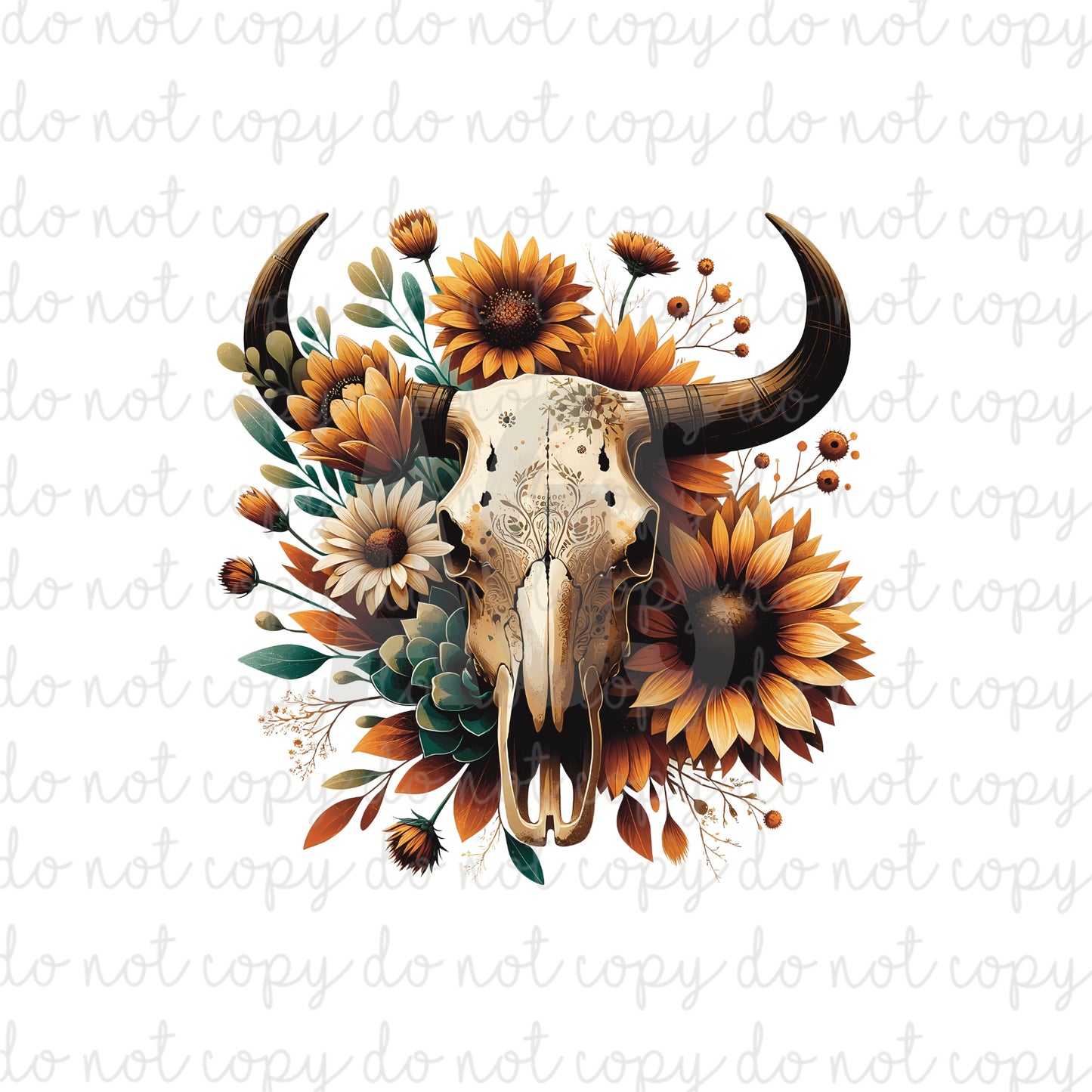 DECAL 141 Sunflower Aztech Skull