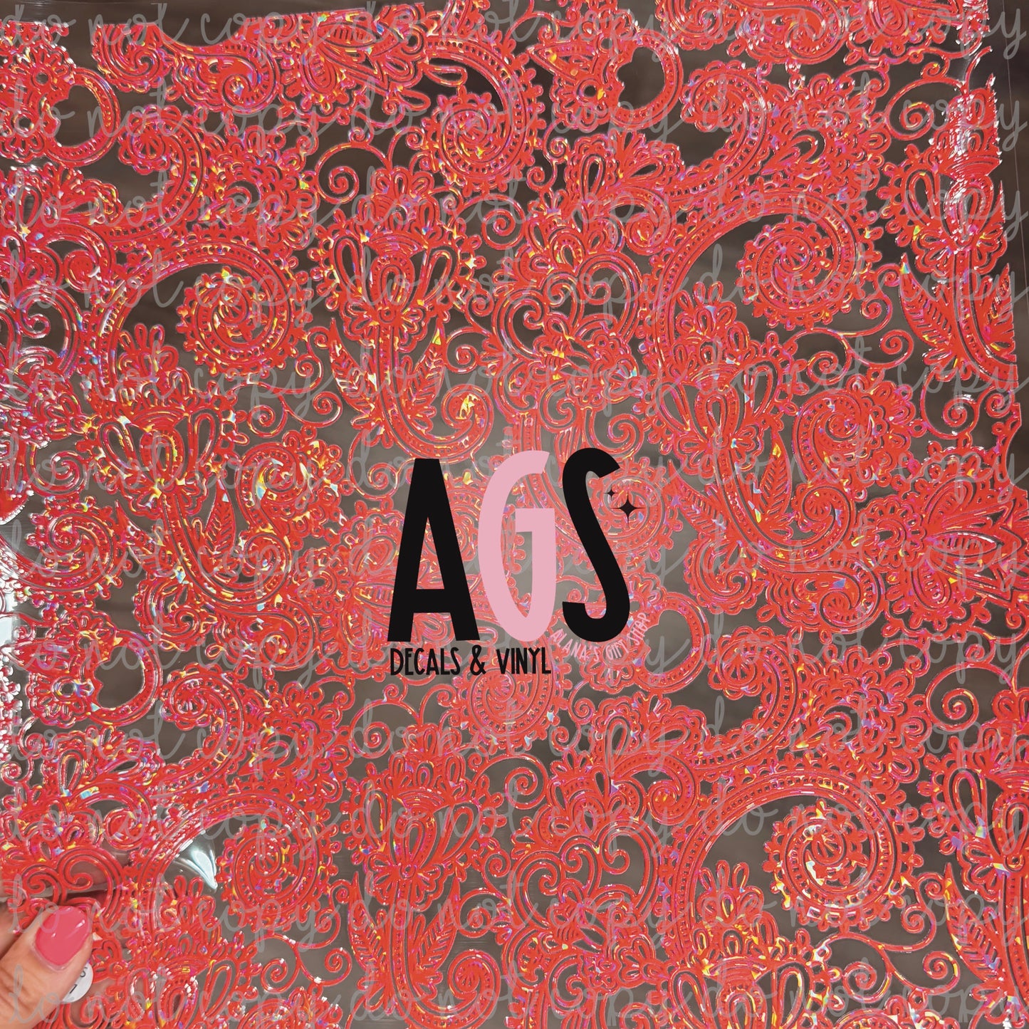 METALLIC UV DTF SHEET 067 Tooled Leather - Red - Shattered