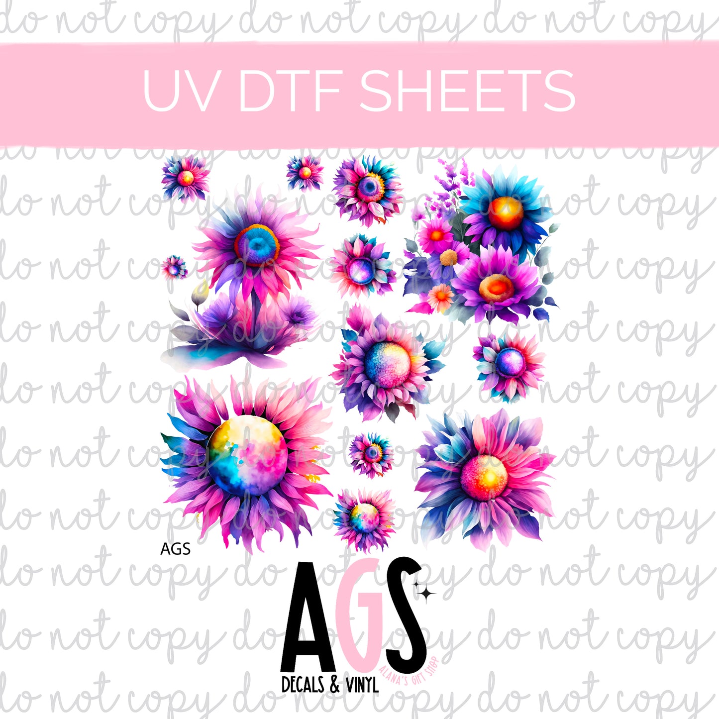 UV DTF SHEET 076 Colorful Sunflowers