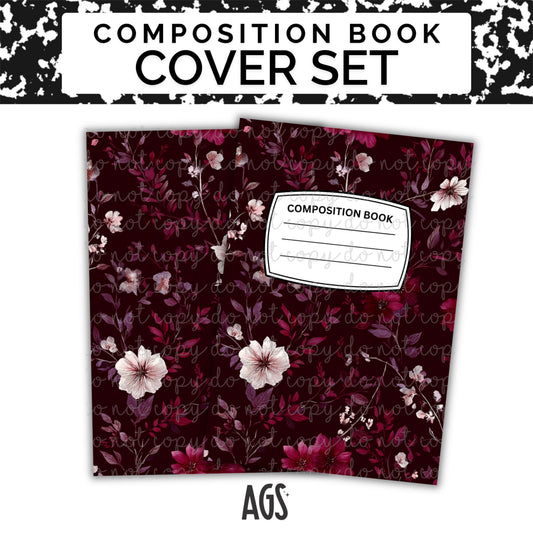 COMPOSITION NOTEBOOK COVER SET - 002 Plum Floral