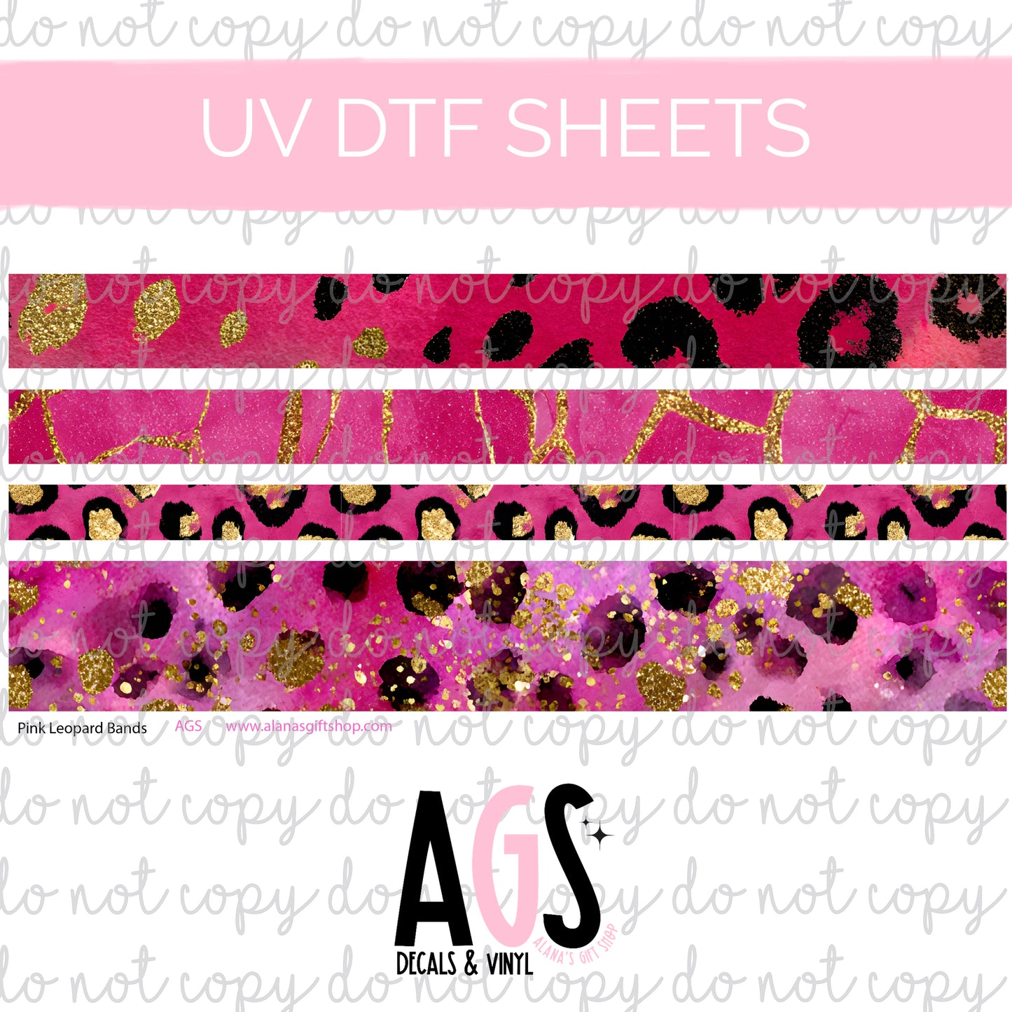 UV DTF SHEET 006 Pink Leopard Bands