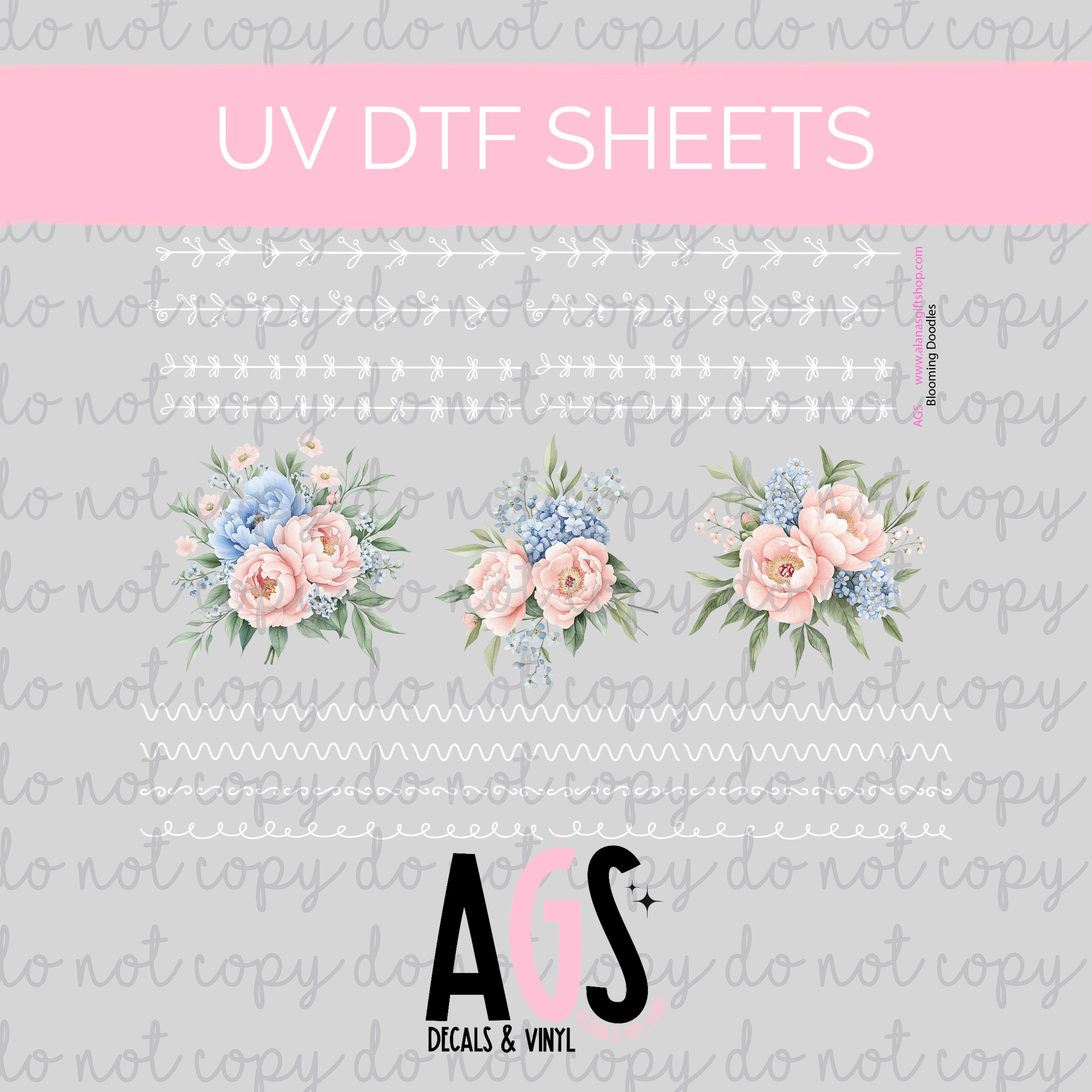 UV DTF SHEET 010 Blooming Doodles CST Collab – Alana's Gift Shop