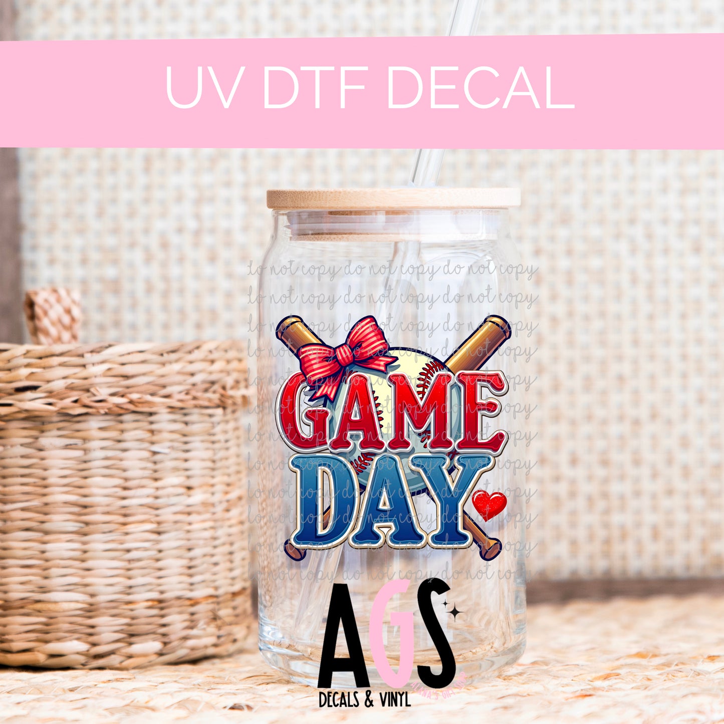 UV DTF DECAL 098 Game Day Red & Blue