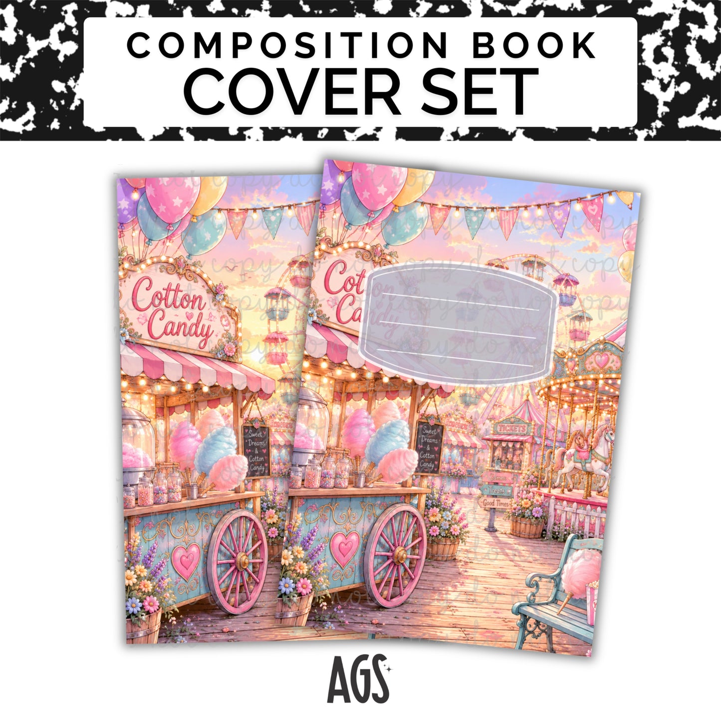 COMPOSITION NOTEBOOK COVER SET - 042 Cotton Candy