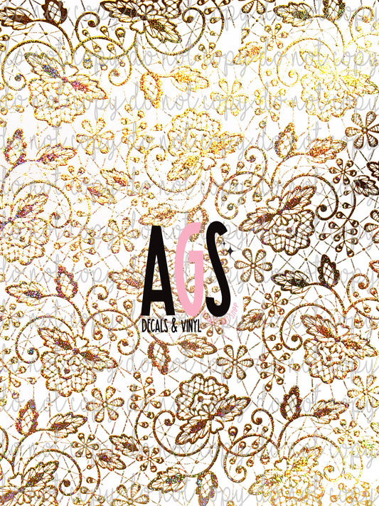 METALLIC UV DTF SHEET 026 Little Lace - Gold Shimmer