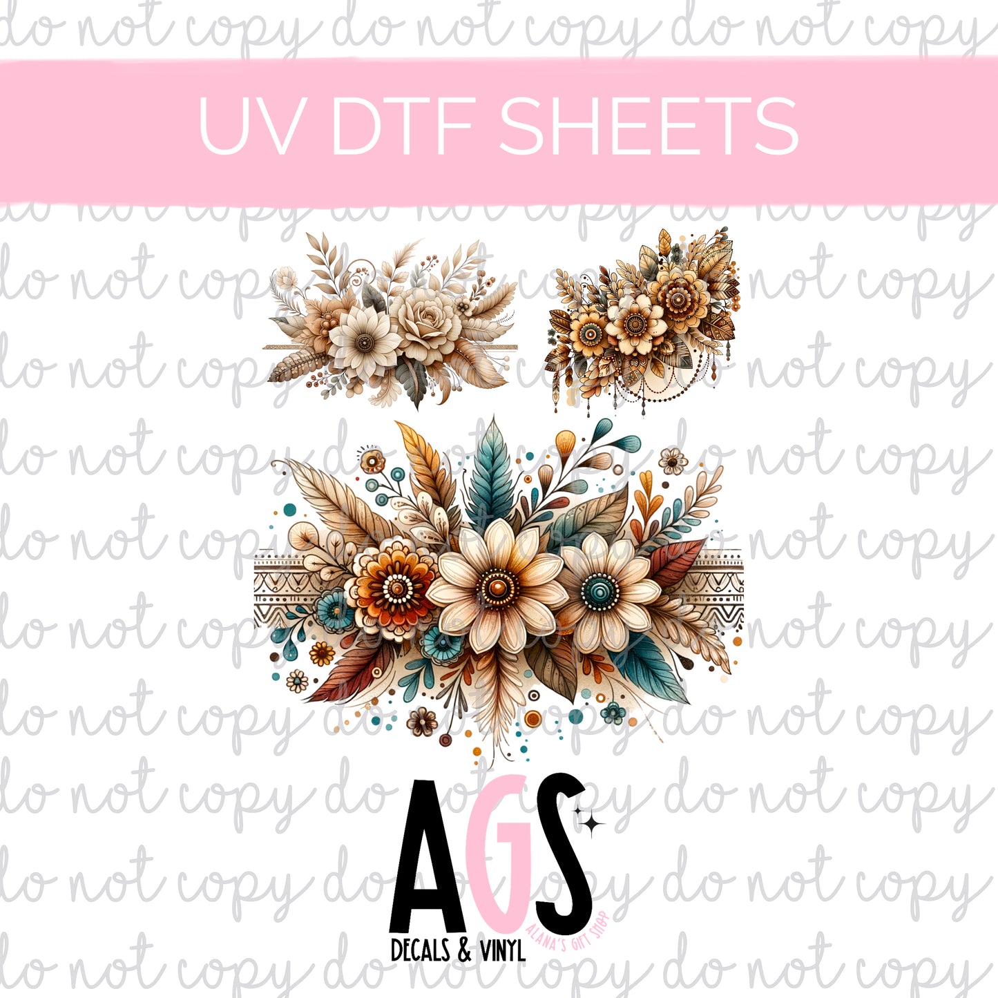 UV DTF SHEET - Muted Flowers