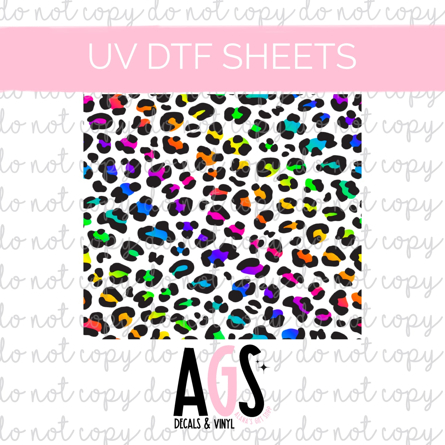 UV DTF SHEET Rainbow Leopard