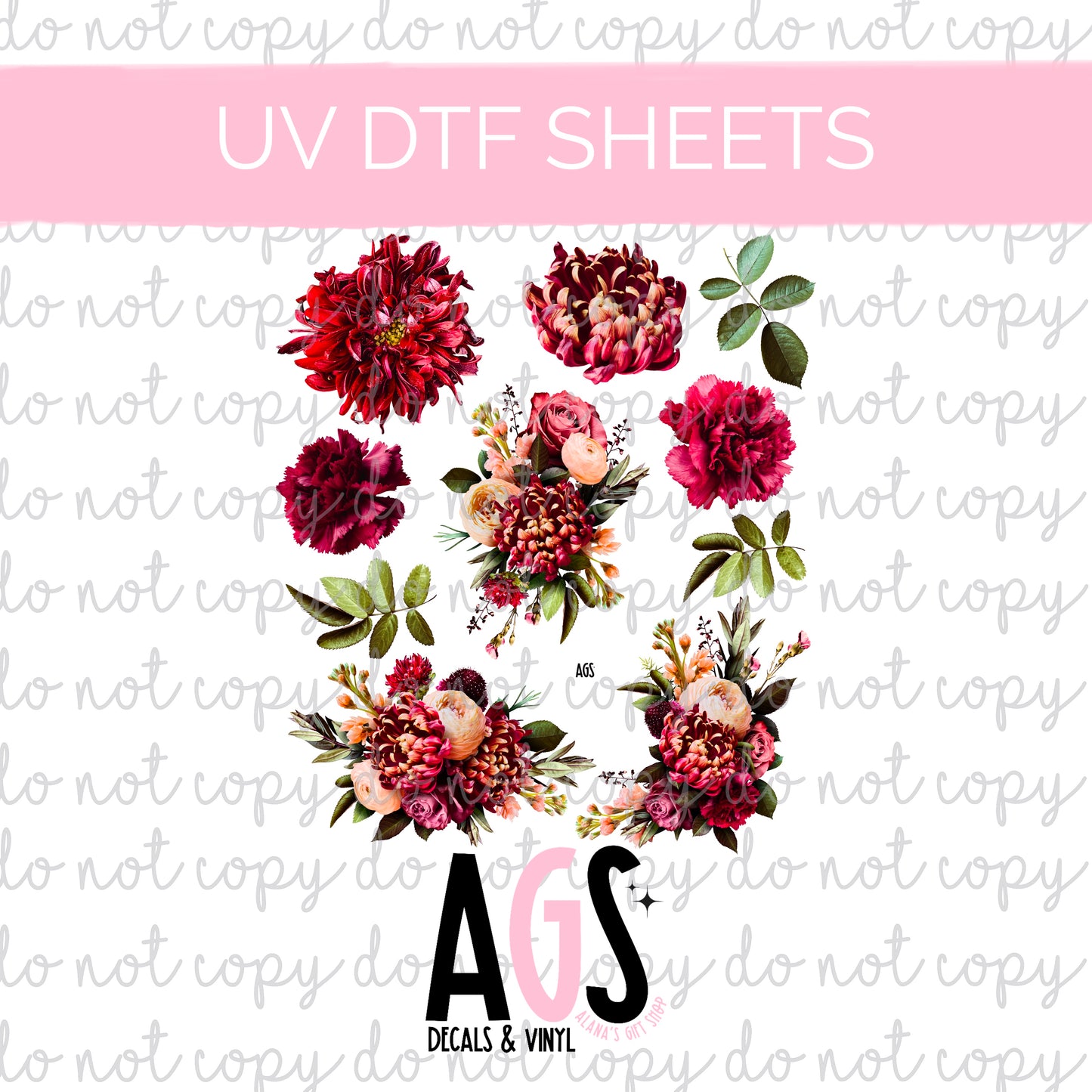 UV DTF SHEET- Moody Flowers