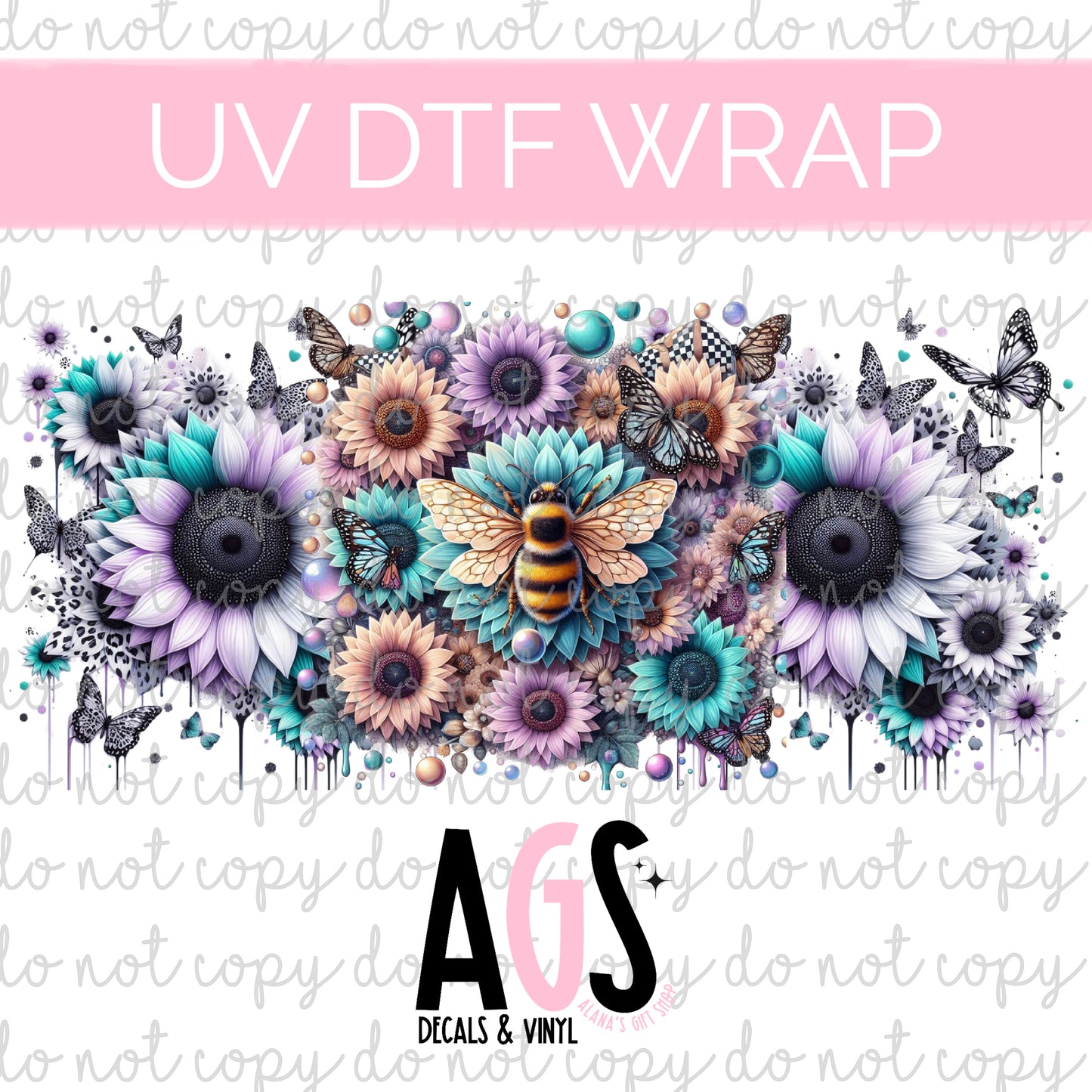 UV DTF WRAP 082 Sunflower Bee