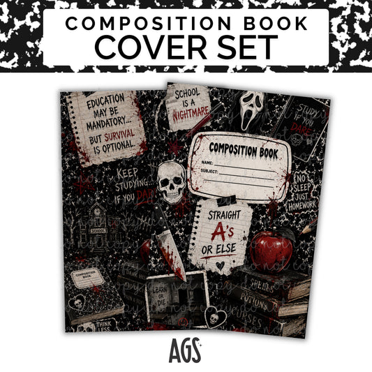 COMPOSITION NOTEBOOK COVER SET - 049 Scary Education