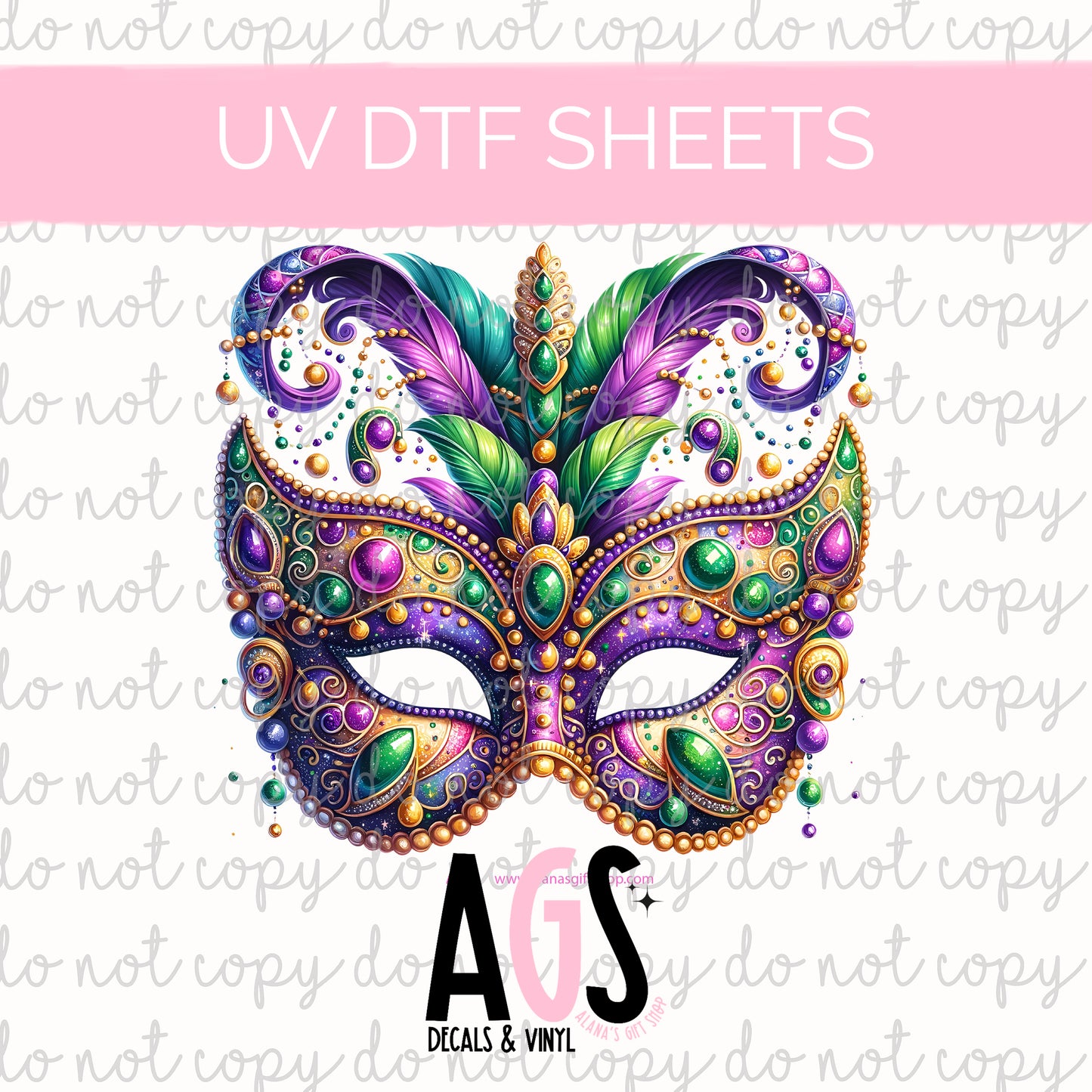 UV DTF SHEET 004 Mardi Gras Mask