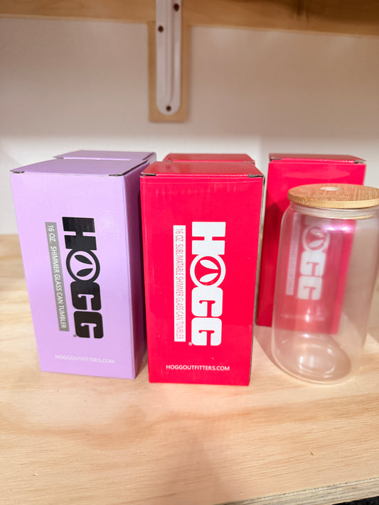 Shimmer sublimation glass single wall cup Hogg