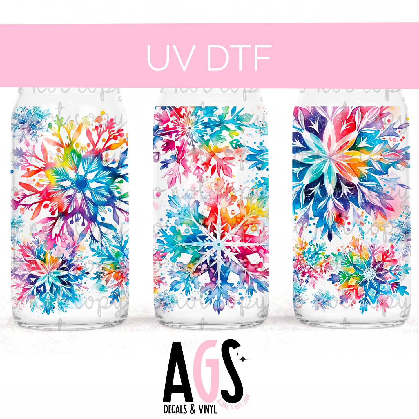 UV DTF WRAP-031 Colorful Snowflakes