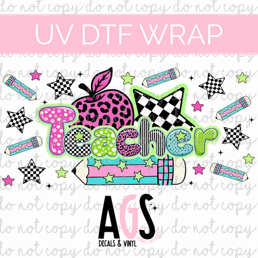 UV DTF WRAP 113 Neon Teacher