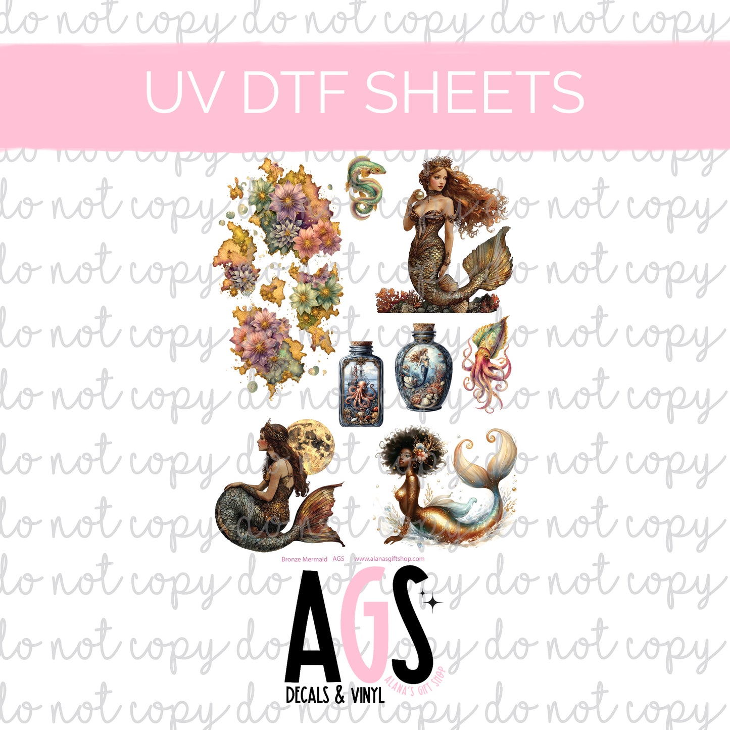 UV DTF SHEET 013 Bronze Mermaid Feb Box