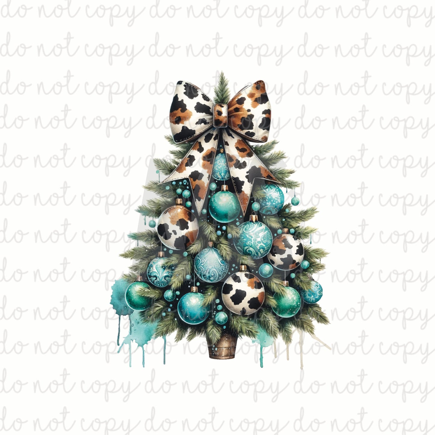 DECAL 216 Cow Print Christmas Tree