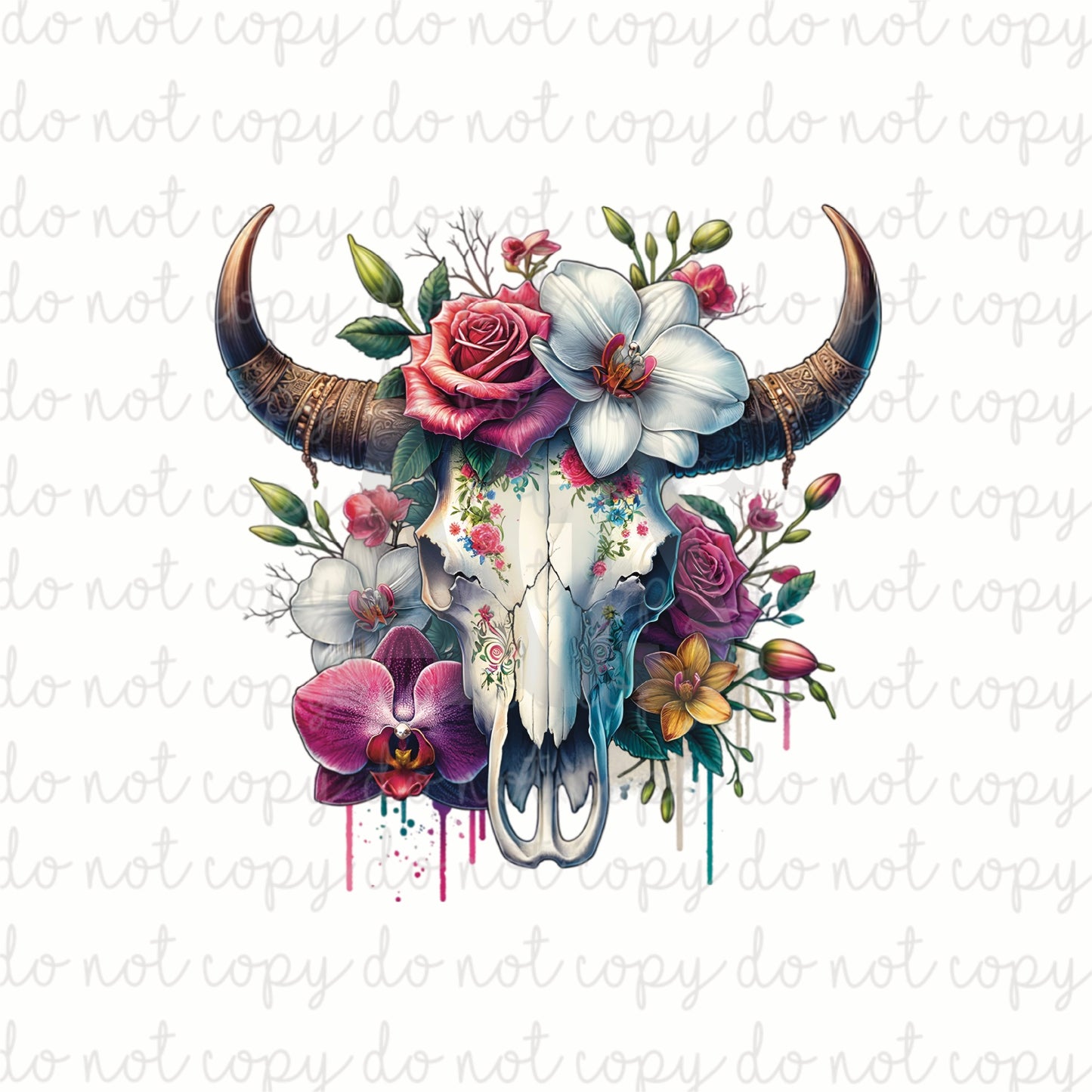 DECAL 219 Boho Bull Floral - Nov Box