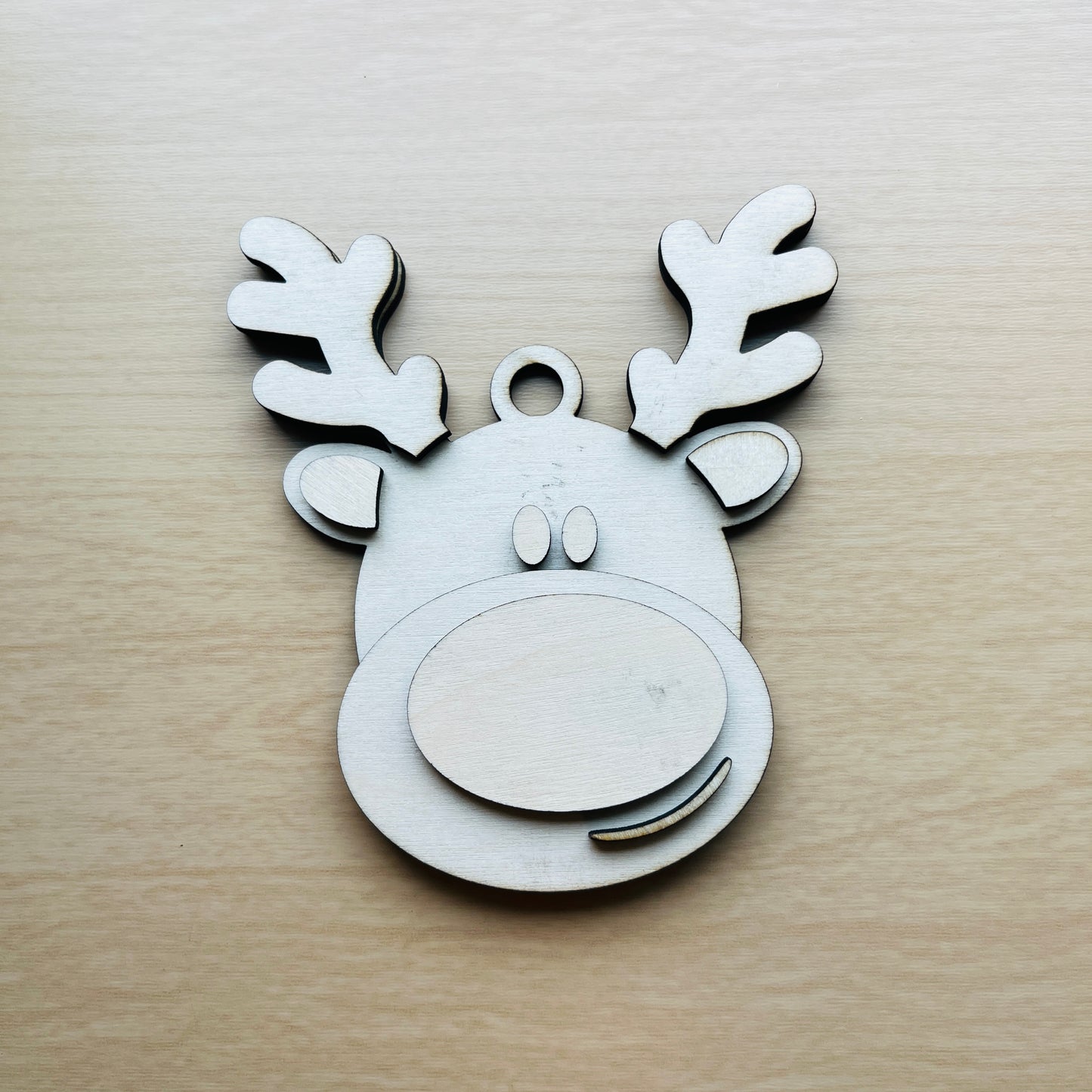 Blank 3D Reindeer Face Christmas Ornaments