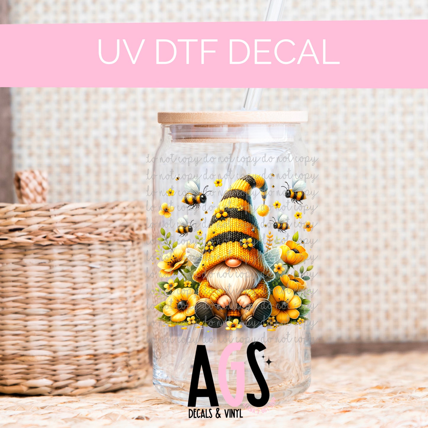 UV DTF DECAL- 042 Bee Gnome