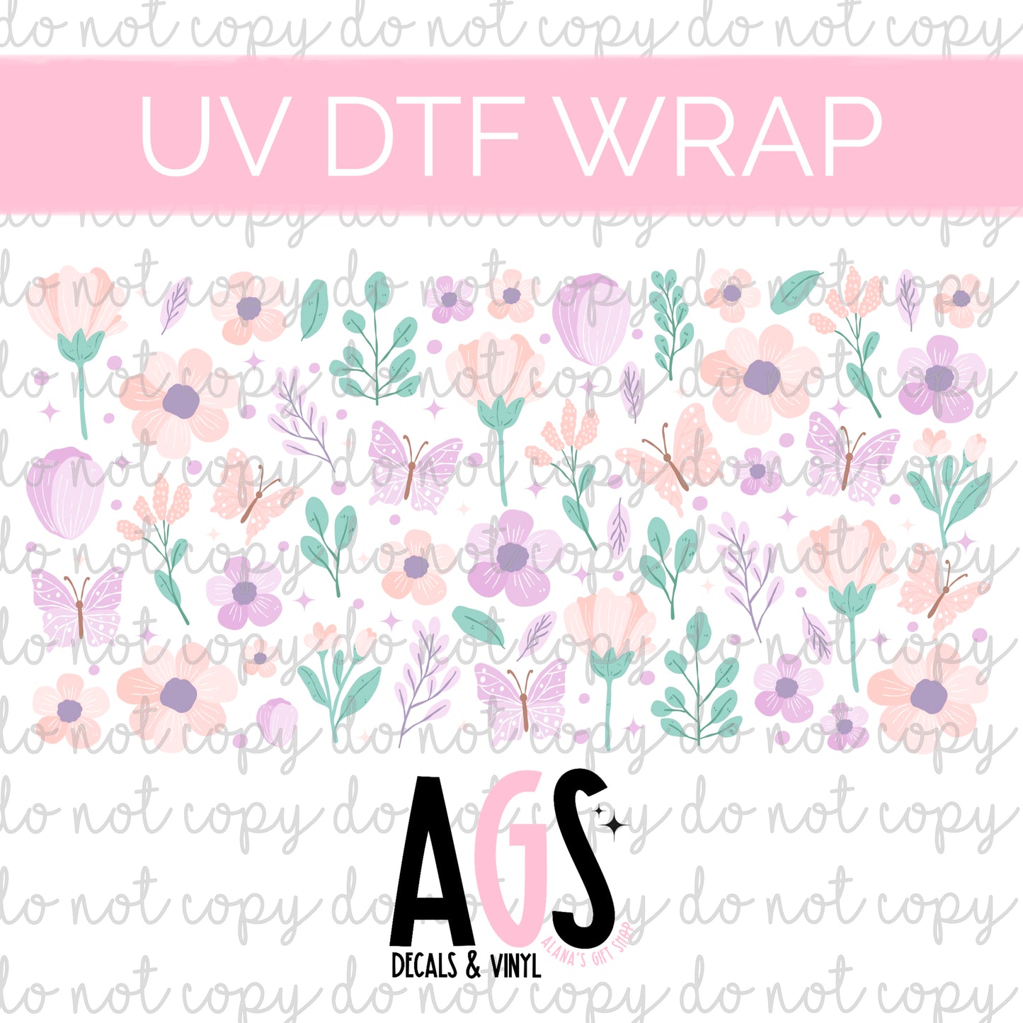 UV DTF WRAP 086 Purple Floral Butterfly