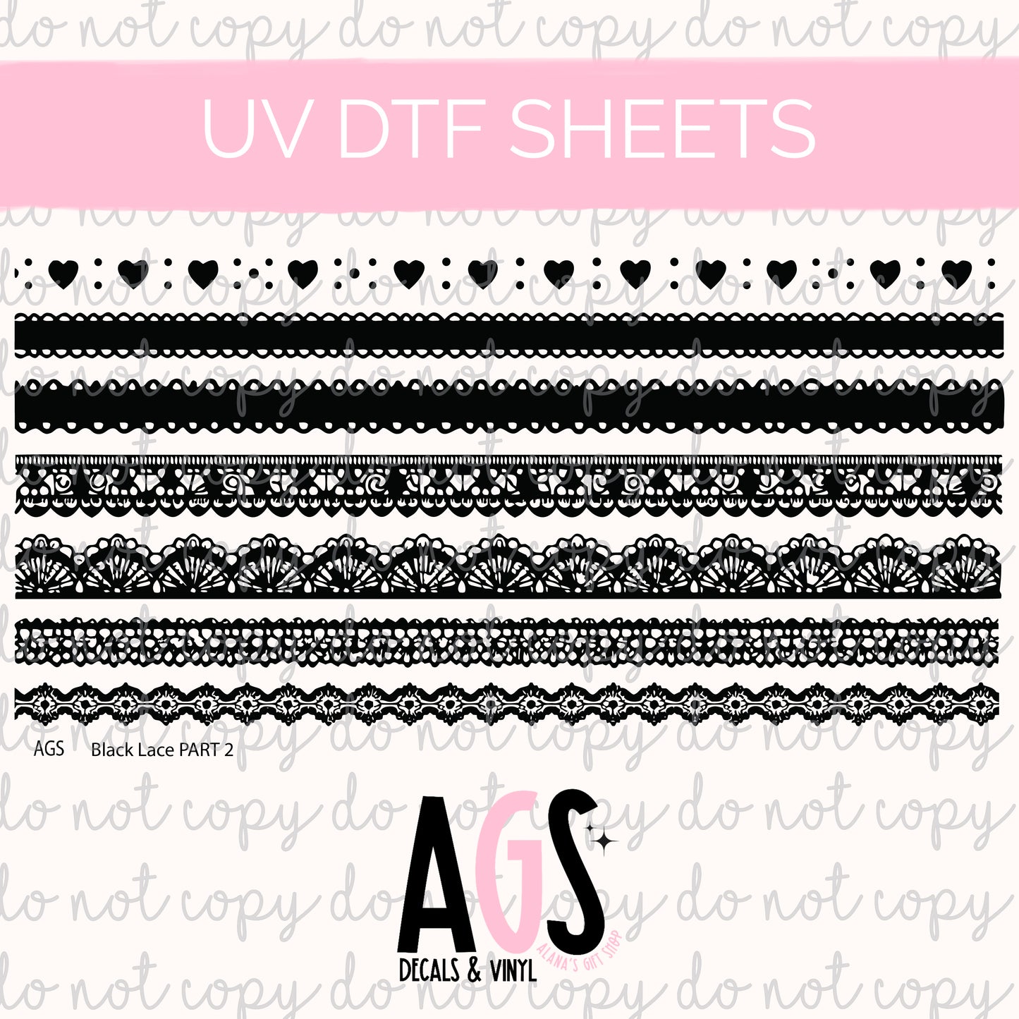 UV DTF SHEET 099 Black Lace Part 2
