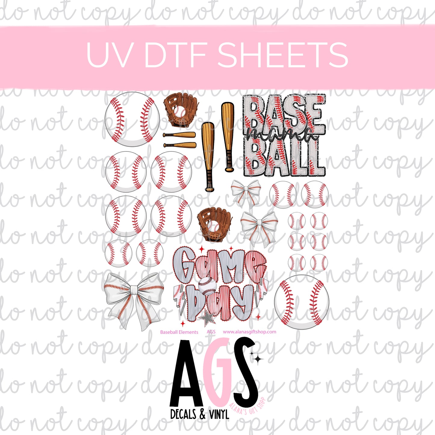 UV DTF SHEET 052 Baseball Elements March UVDTF Box