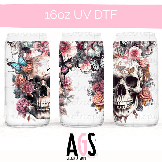 UV DTF-041 Skull Floral