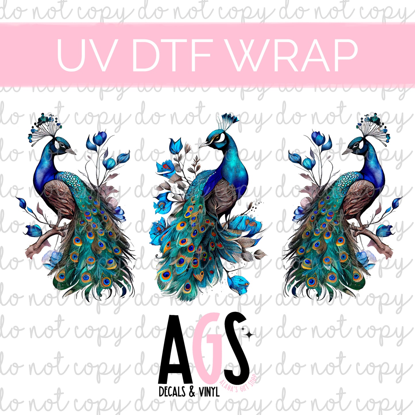 UV DTF WRAP-049 Peacock Decals