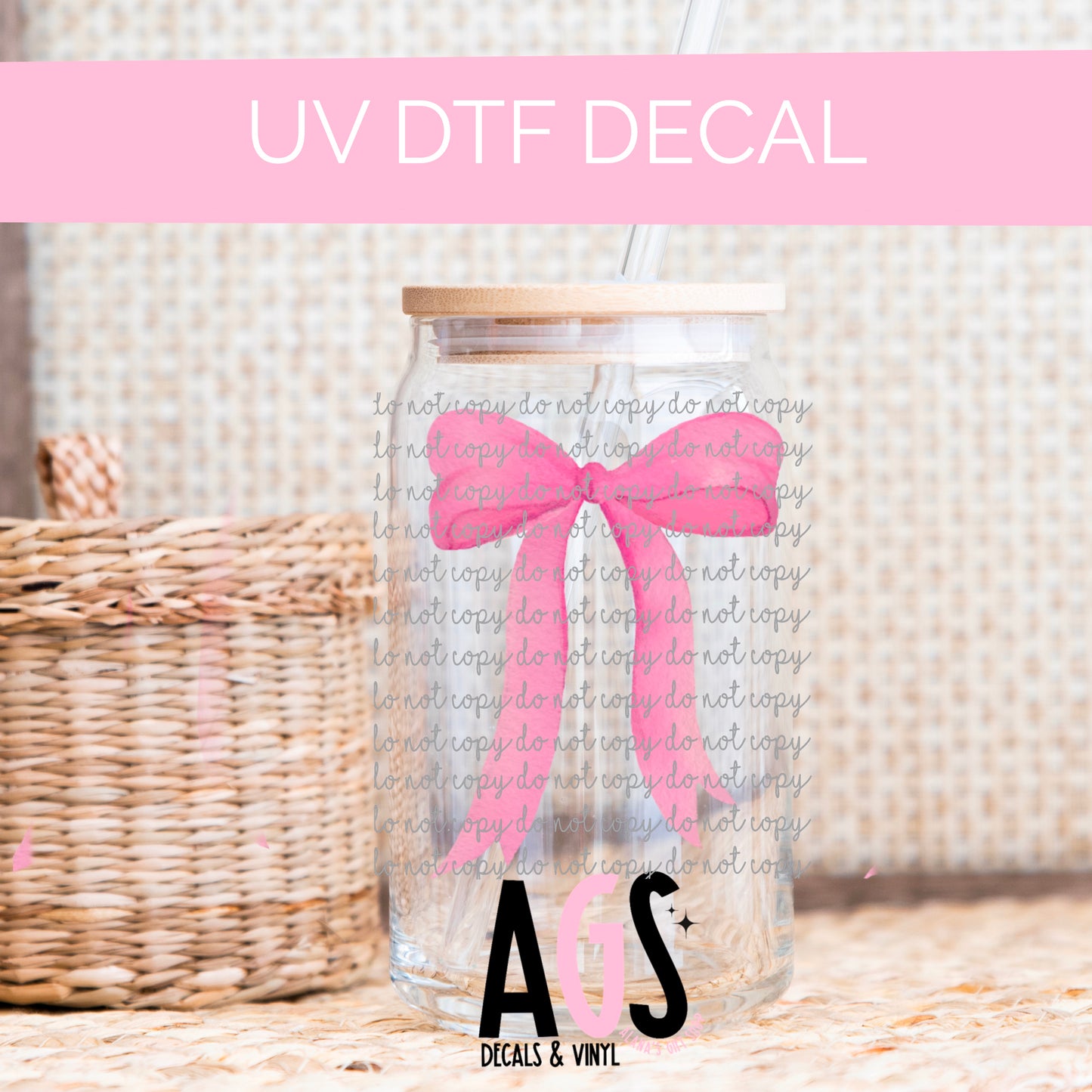 UV DTF DECAL-051 Pink Bow