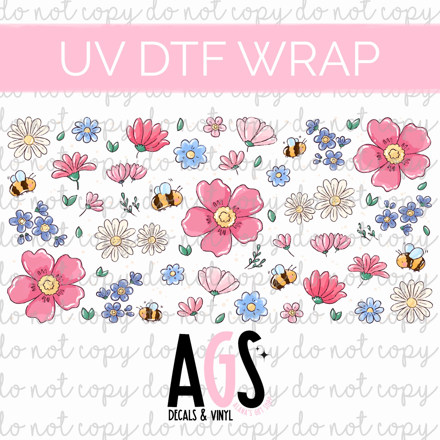 UV DTF WRAP 004 Bees & Flowers