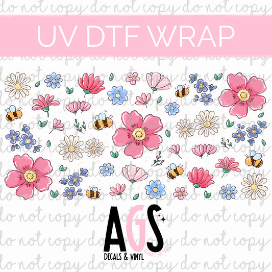 UV DTF WRAP 004 Bees & Flowers