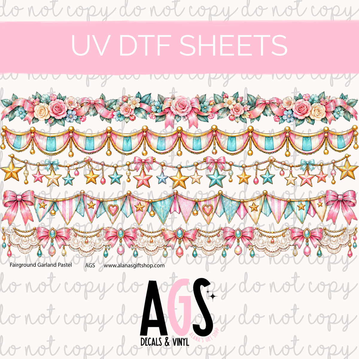 UV DTF SHEET 102 Fairground Garland Pastel - Sept Box