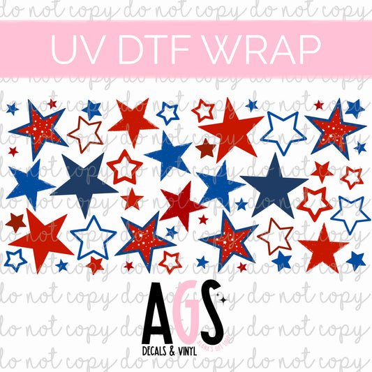 UV DTF WRAP 129 Red & Blue Stars