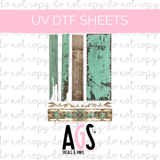 UV DTF SHEET 015 Tarnished Wood Elements Feb Box