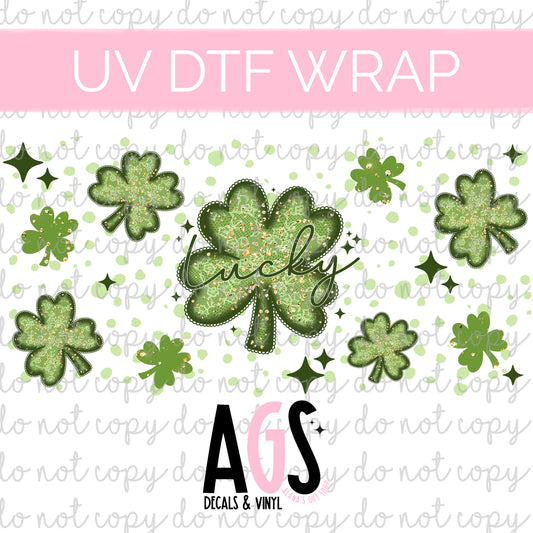 UV DTF WRAP 021 Sparkle Lace Shamrocks