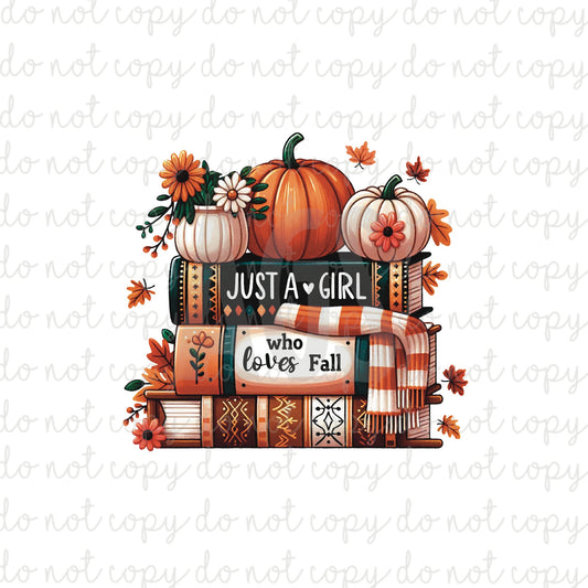 DECAL 167 Just A Girl Who Loves Fall Books
