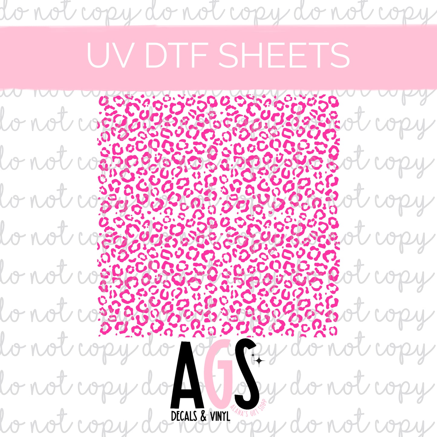 UV DTF SHEET Small Leopard Print Pink