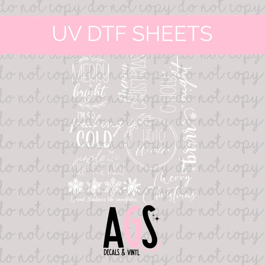 UV DTF SHEET 053 Christmas Quotes White