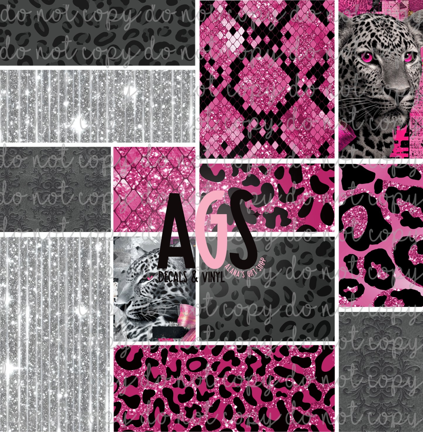 2229 Hot Pink Leopard Patchwork