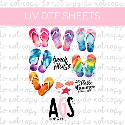 UV DTF SHEET Flip Flop & Beach Please