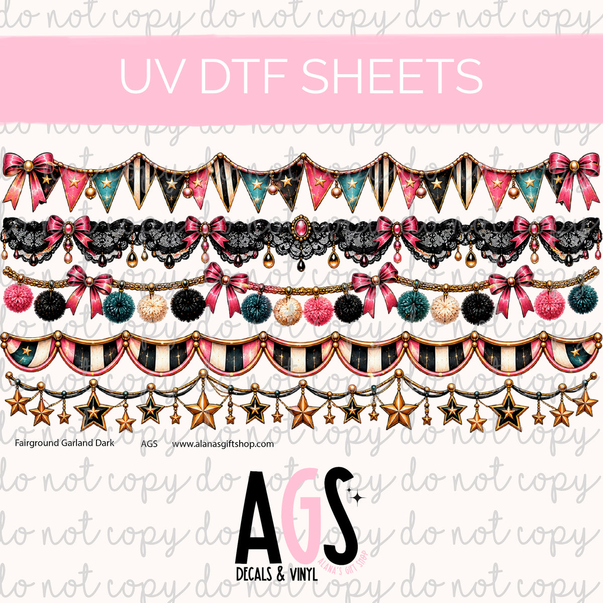 UV DTF SHEET 102 Fairground Garland Dark - Sept Box
