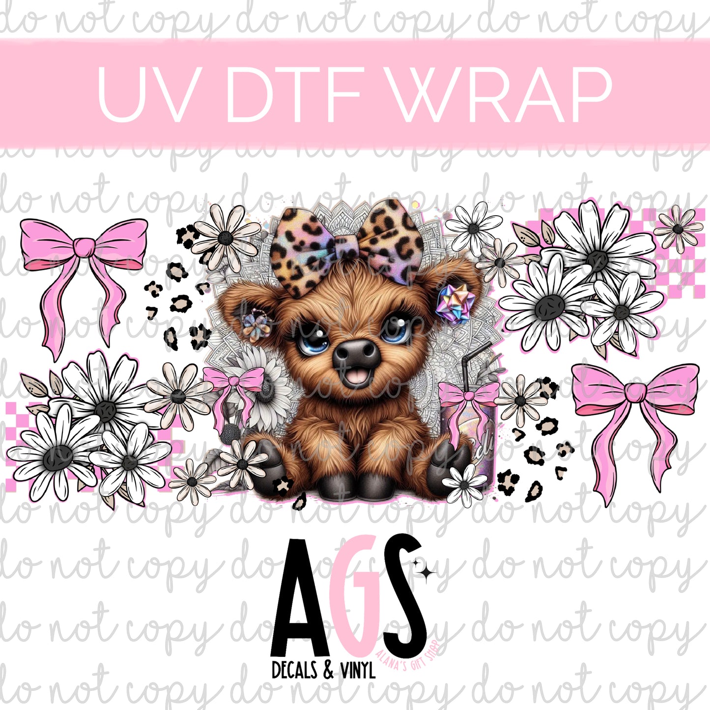 UV DTF WRAP 070 Cute Cow & Mandala